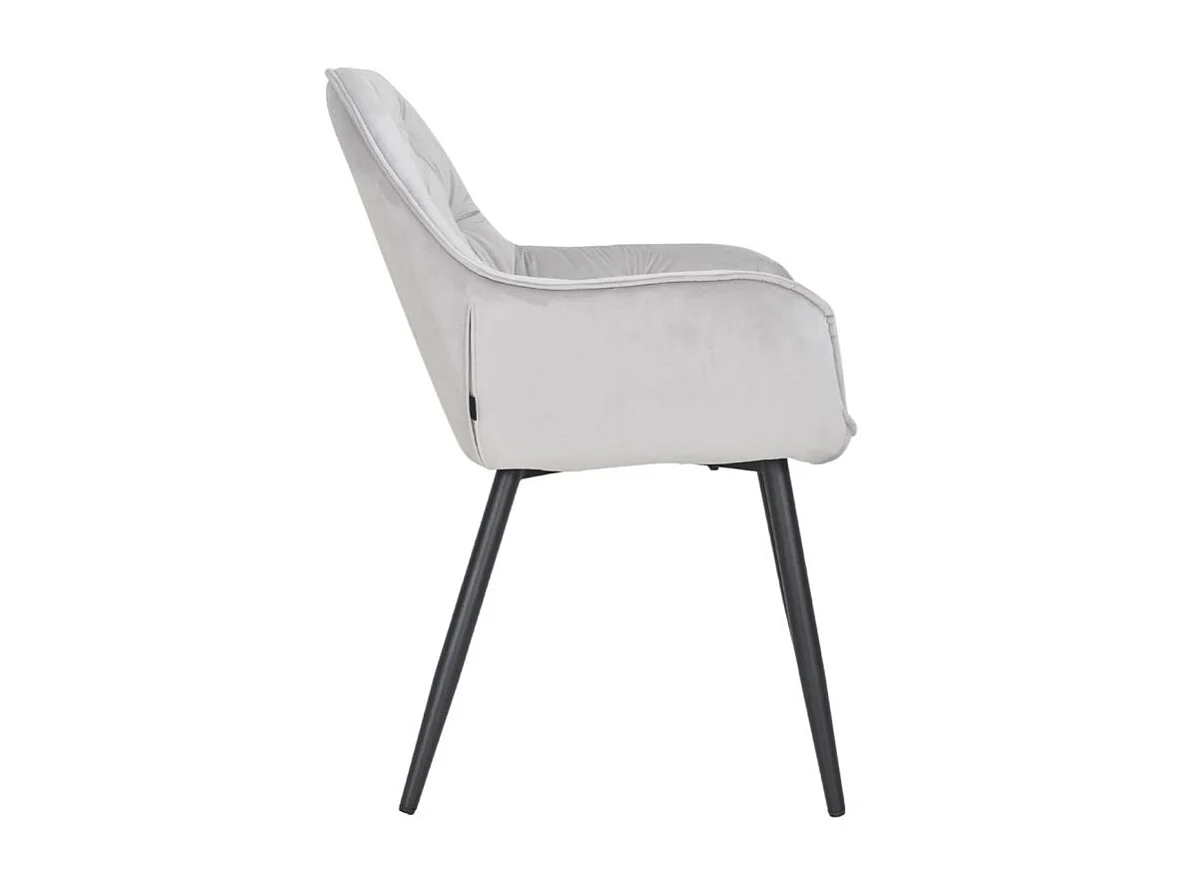 Lot 2 chaises en velours gris clair avec pieds en métal noir - STERN 2