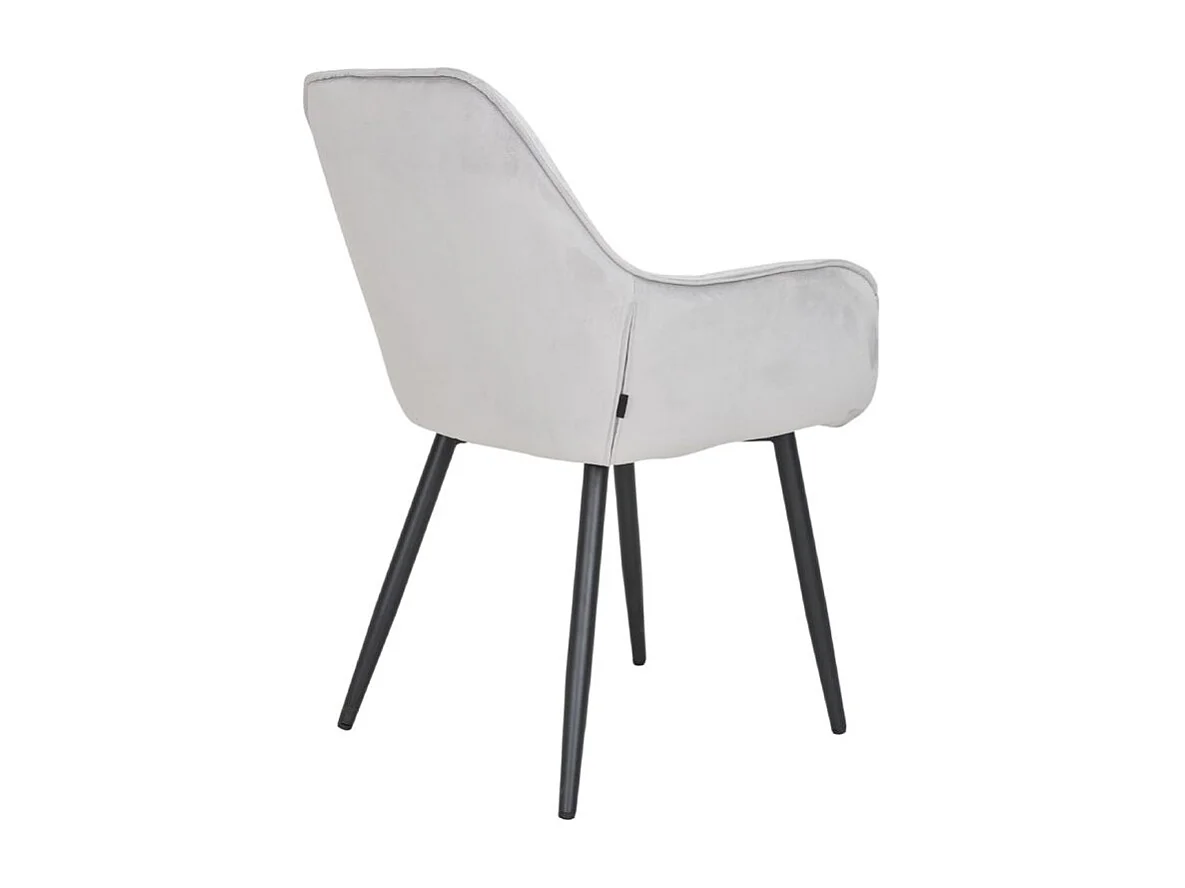 Lot 2 chaises en velours gris clair avec pieds en métal noir - STERN 2