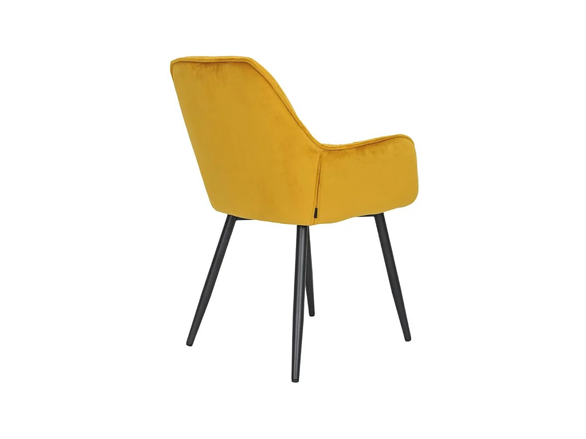Lot 2 chaises en velours jaune avec pieds en métal noir - STERN 2