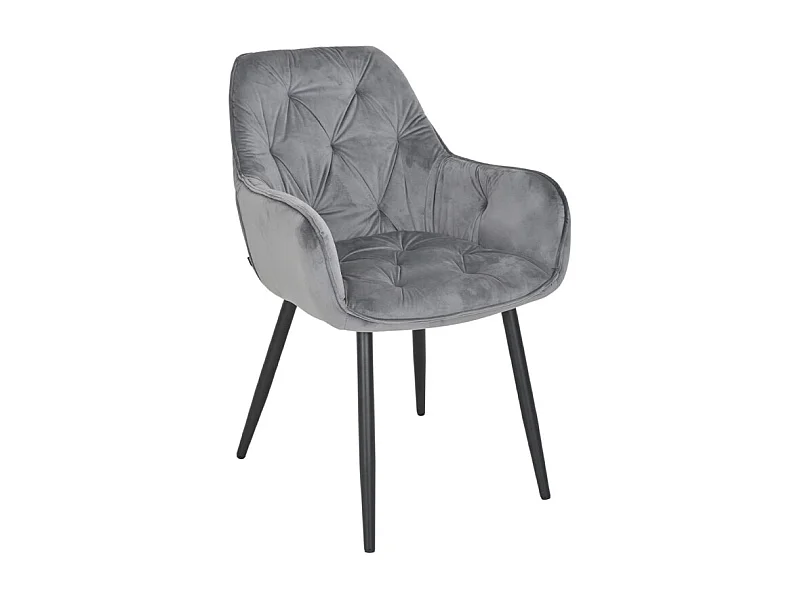 Chaise capitonnée en velours gris foncé et pieds en métal - STERN 2