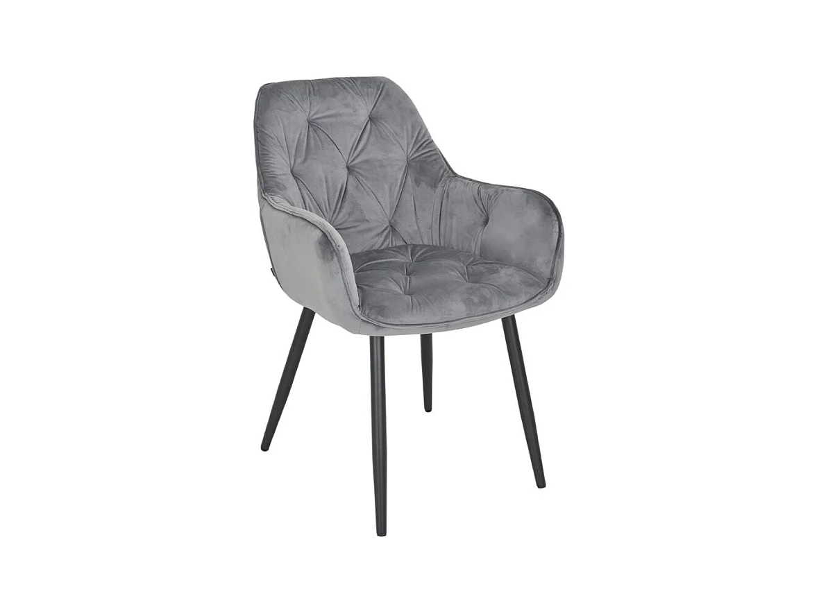 Chaise capitonnée en velours gris foncé et pieds en métal - STERN 2