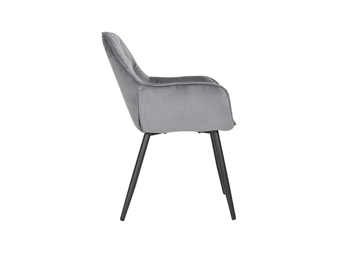 Chaise capitonnée en velours gris foncé et pieds en métal - STERN 2