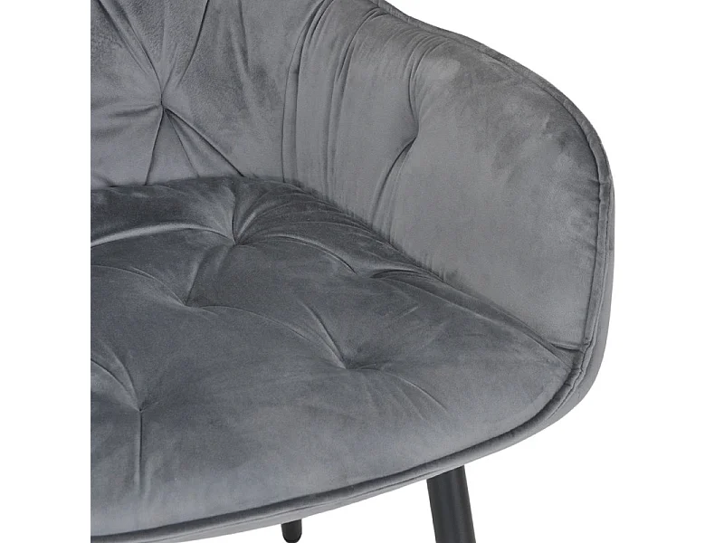 Chaise capitonnée en velours gris foncé et pieds en métal - STERN 2