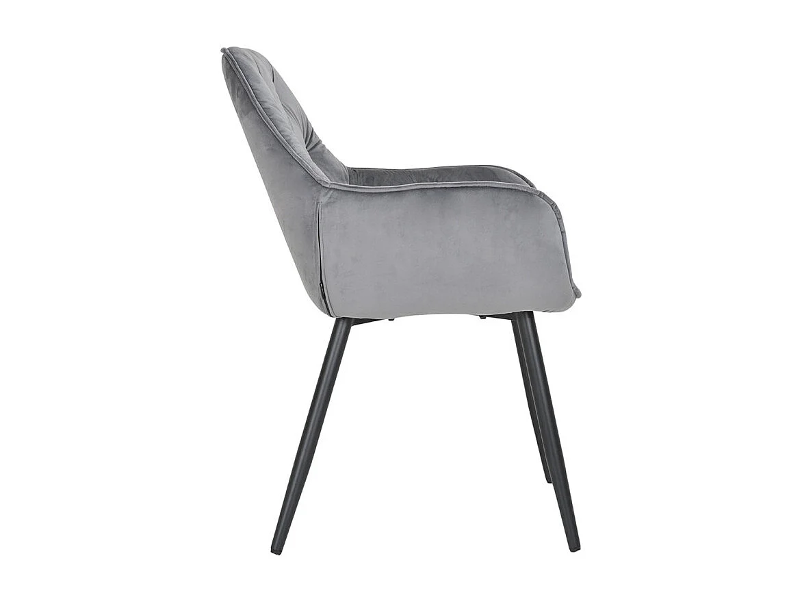 Chaise capitonnée en velours gris foncé et pieds en métal - STERN 2