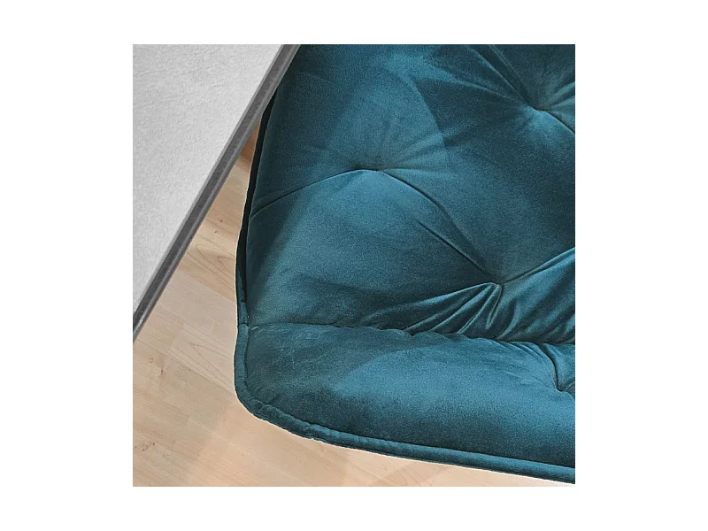 Lot 2 chaises en velours bleu canard avec pieds en métal - STERN 2