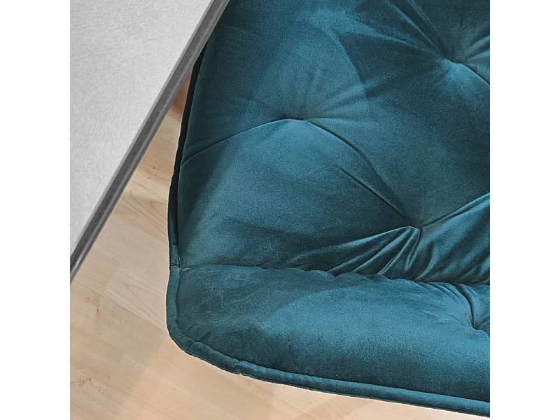 Lot 2 chaises en velours bleu canard avec pieds en métal - STERN 2