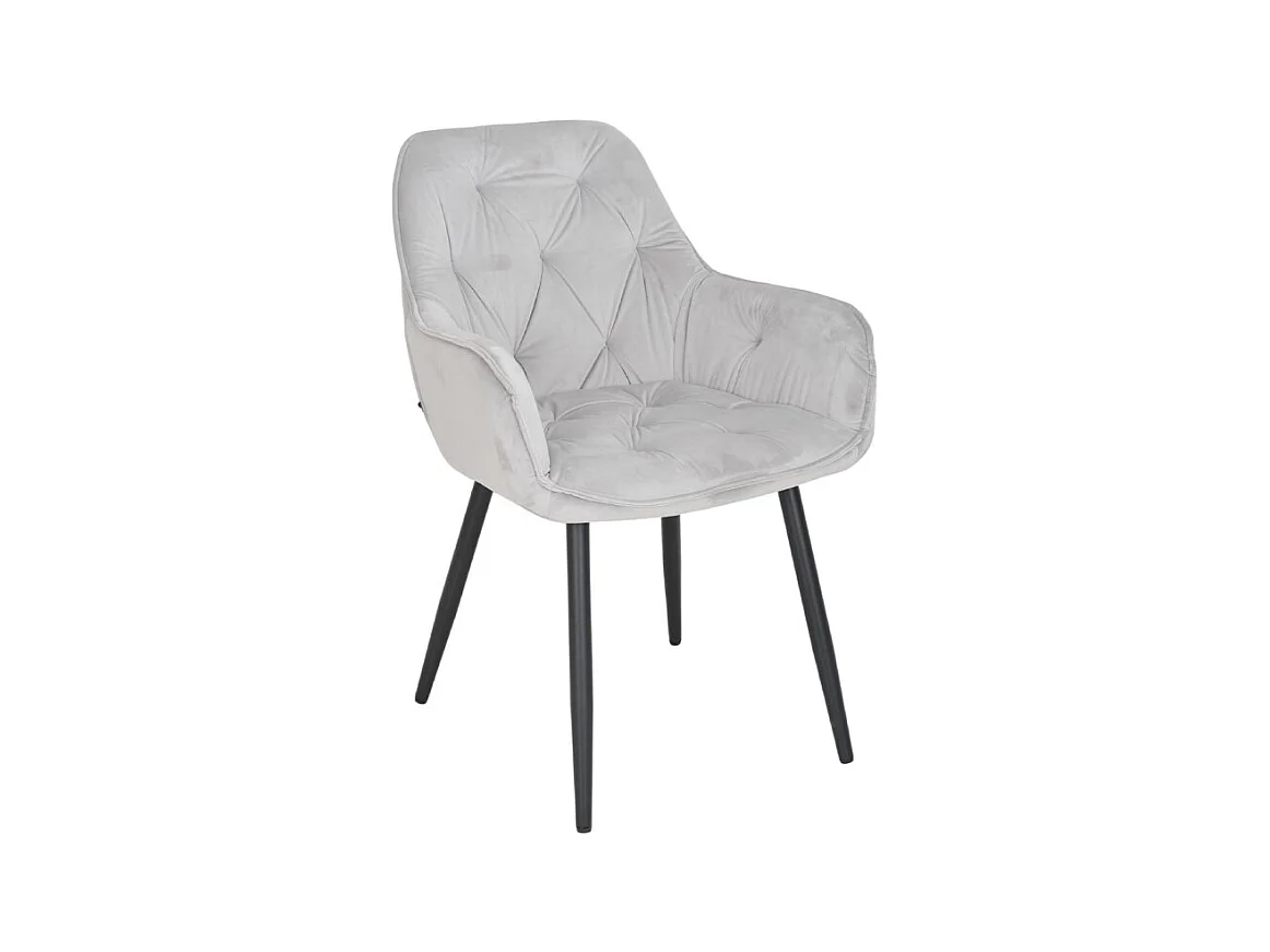 Chaise capitonnée en velours gris clair et pieds en métal - STERN 2