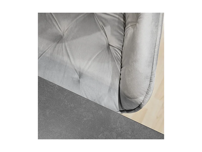 Chaise capitonnée en velours gris clair et pieds en métal - STERN 2