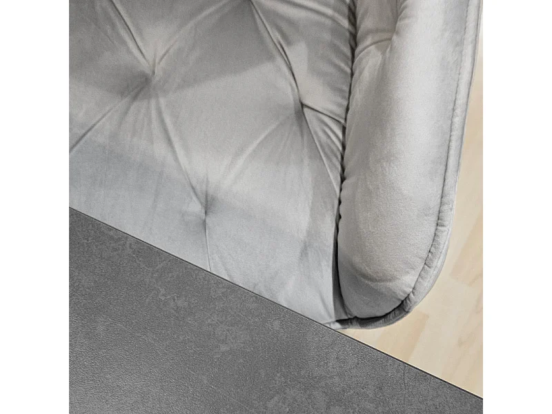 Chaise capitonnée en velours gris clair et pieds en métal - STERN 2