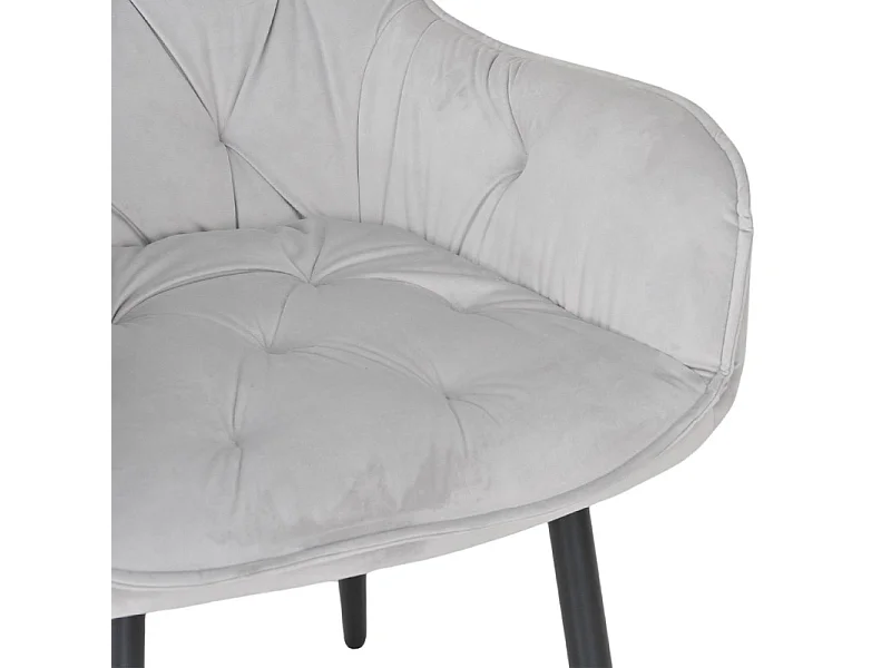 Chaise capitonnée en velours gris clair et pieds en métal - STERN 2