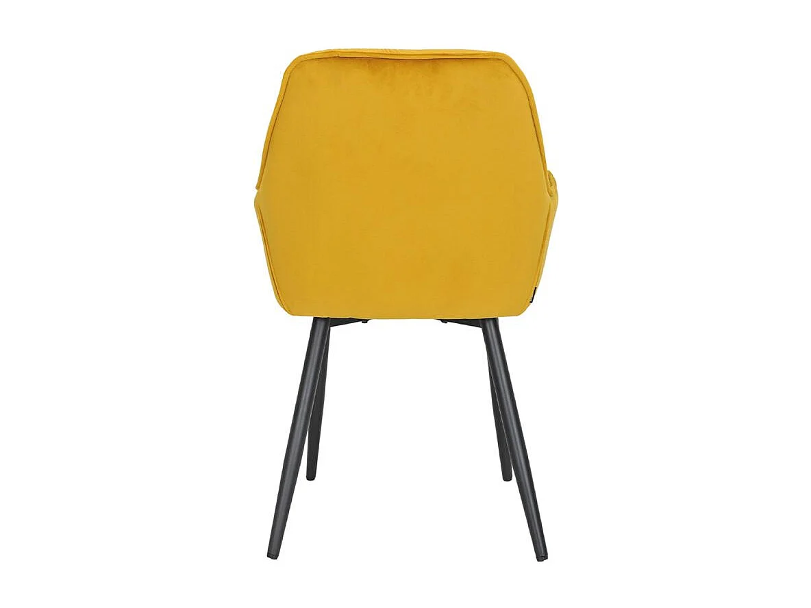 Chaise capitonnée en velours jaune et pieds en métal noir - STERN 2