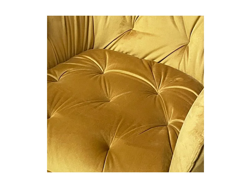 Chaise capitonnée en velours jaune et pieds en métal noir - STERN 2
