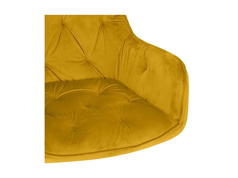 Chaise capitonnée en velours jaune et pieds en métal noir - STERN 2