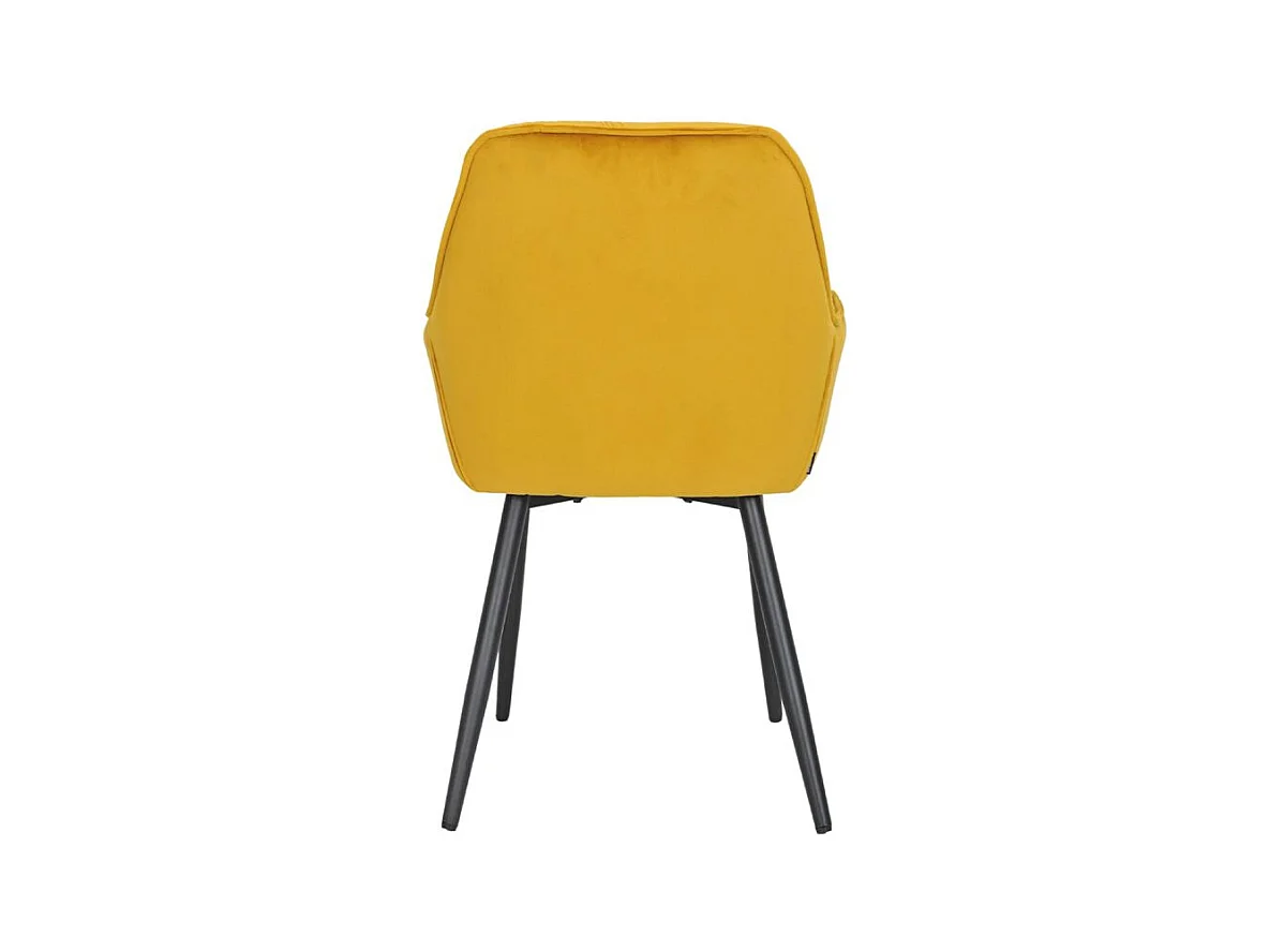 Chaise capitonnée en velours jaune et pieds en métal noir - STERN 2