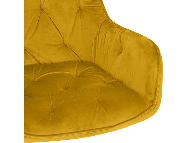 Chaise capitonnée en velours jaune et pieds en métal noir - STERN 2
