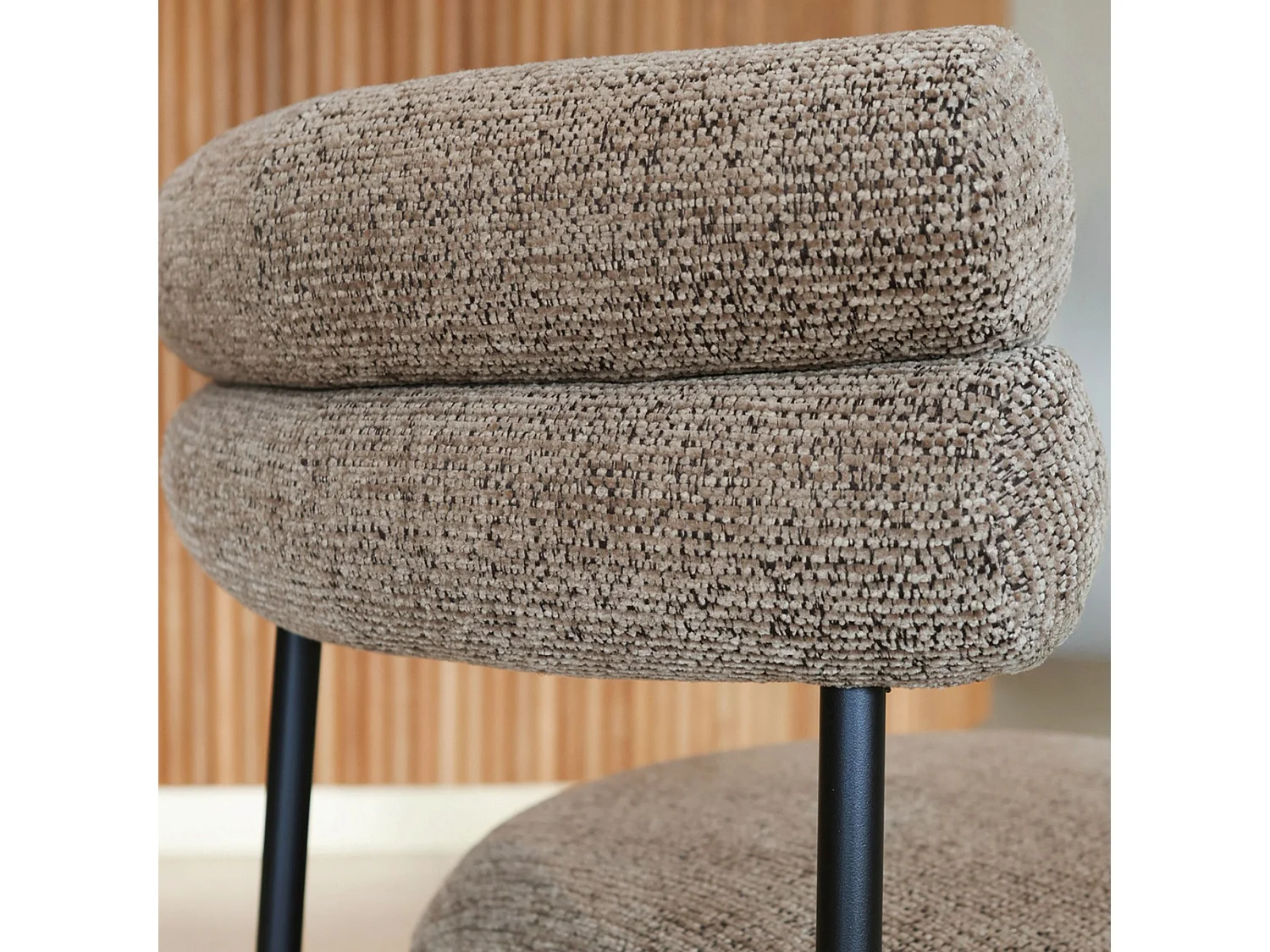 Now's Home - Ensemble Table Ovale Et 6 Chaises En Tweed Moka