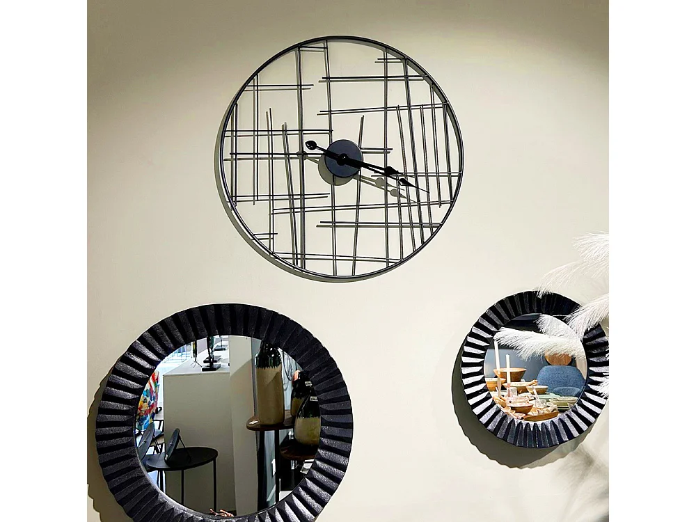 Horloge noire métal filaire 60 cm