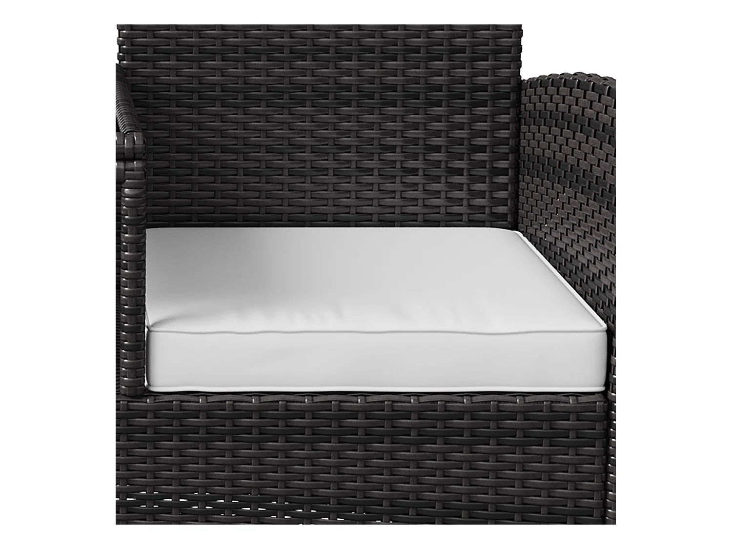 Banc de Jardin en Polyrotin 2 Personnes - avec Coussins et Table Intégrée, Chaise Exterieur Terrasse, Fauteuil pour Balcon,Noir