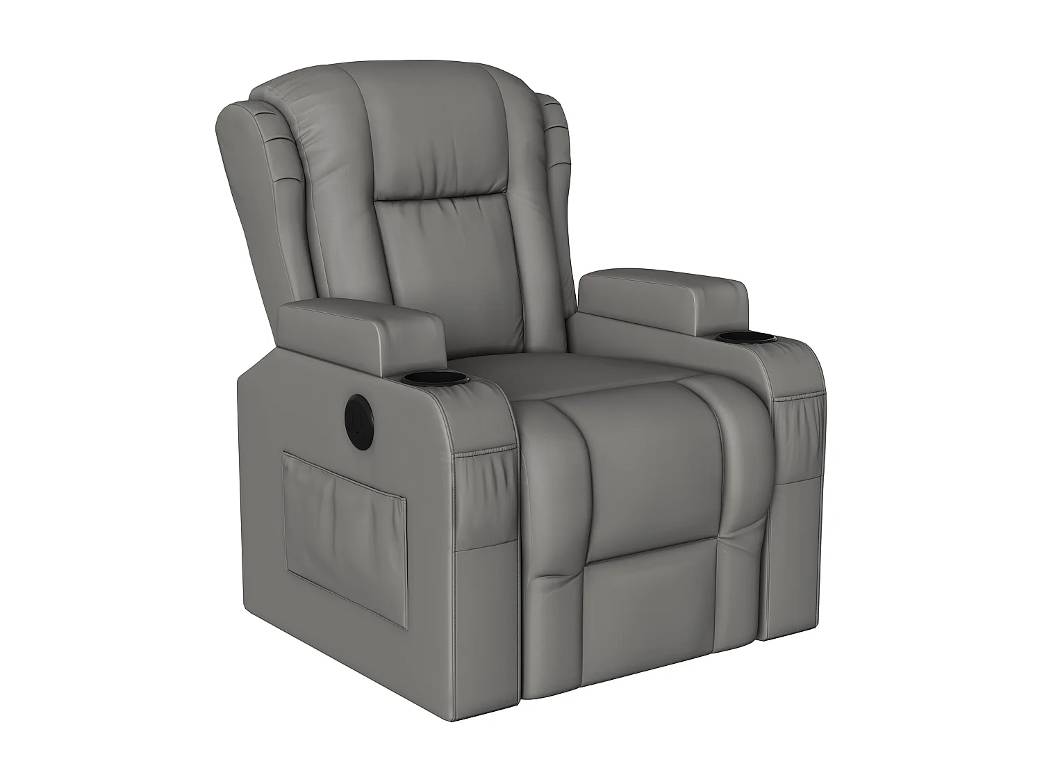 Fauteuil massant - avec chaleur lombaire - Fauteuil inclinable avec élévation électrique - poches latérales - 2 porte gobelets - repose-pieds extensible