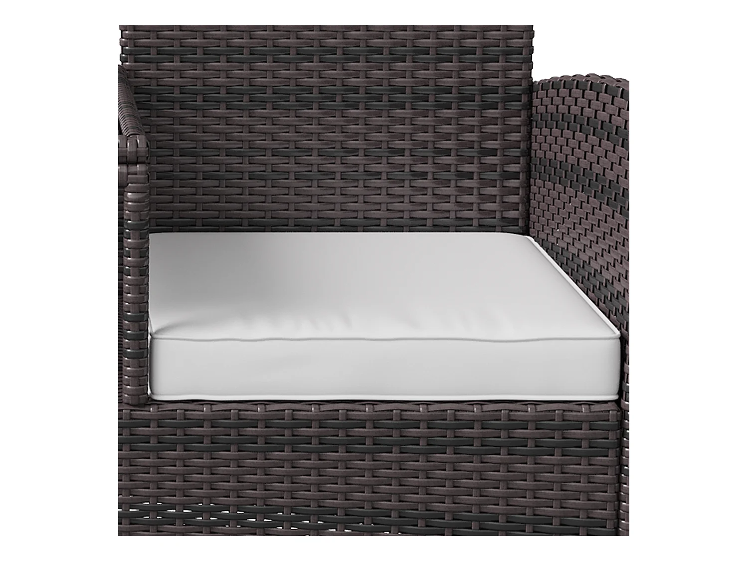 Banc de Jardin en Polyrotin 2 Personnes - avec Coussins et Table Intégrée, Chaise Exterieur Terrasse, Fauteuil pour Balcon,Marron