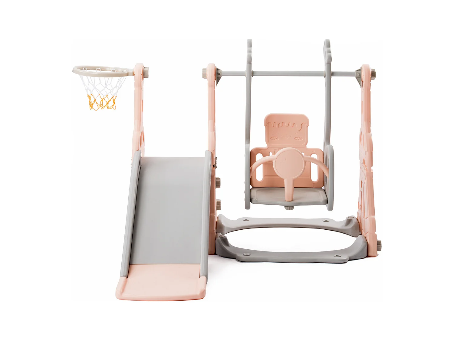 Toboggan pour Enfant 4 en 1 avec Swing, Panier de Basket, Aire de Jeux intérieure et extérieure, Ensemble de Toboggan pour Enfants