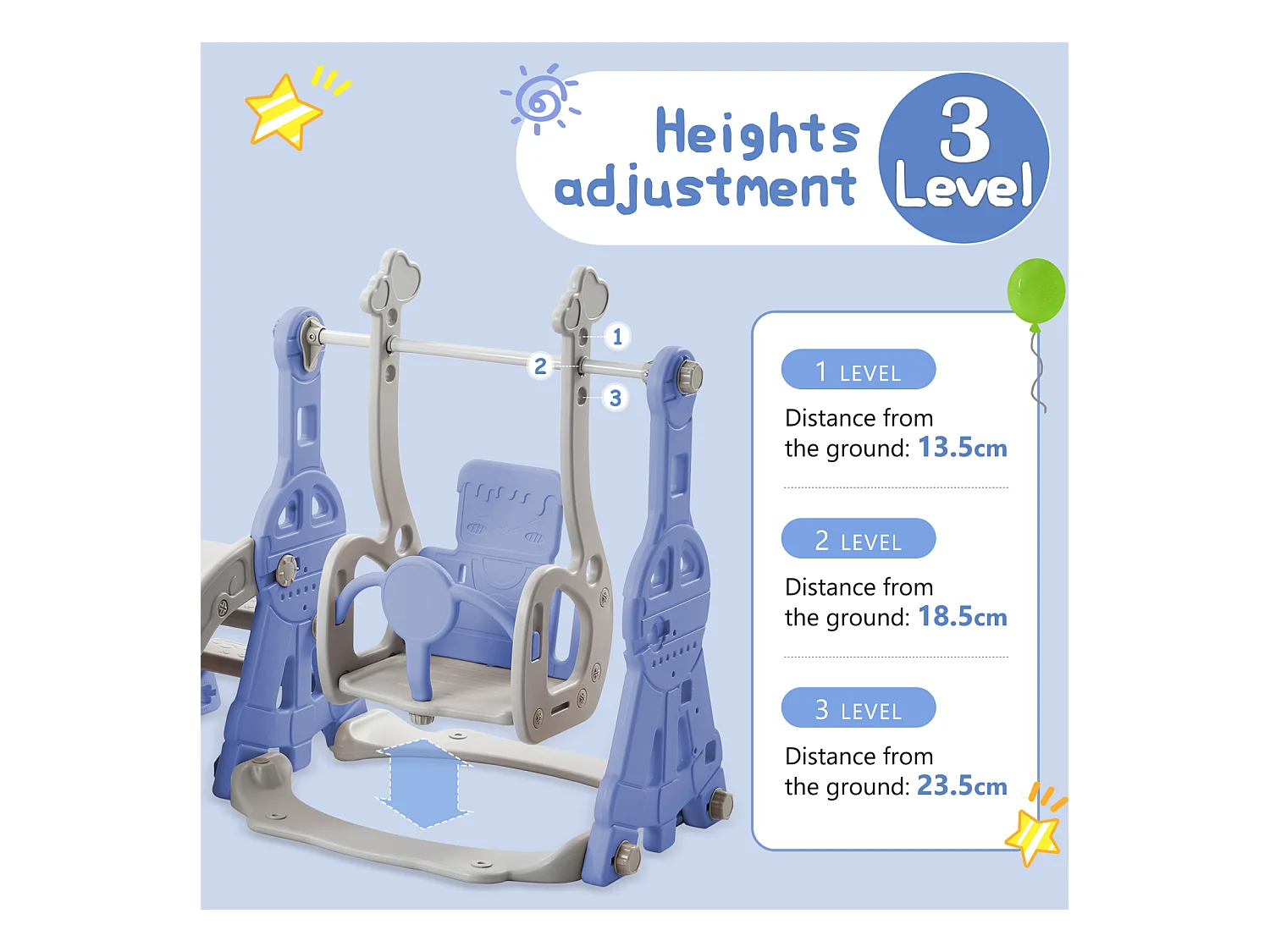 Toboggan pour Enfant 4 en 1 avec Swing, Panier de Basket, Aire de Jeux intérieure et extérieure, Ensemble de Toboggan pour Enfants