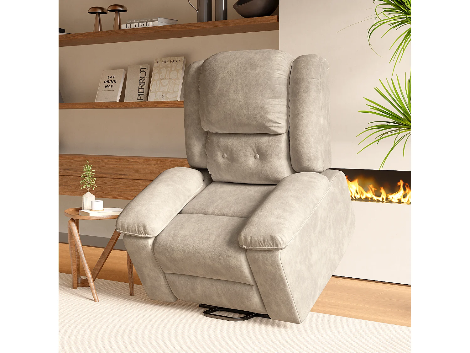 Fauteuil de Massage électrique, Fauteuil Relax avec 8 Zones de Massage Puissantes et 2 Points Chaleur, Repose-Pieds, Poches, Marron