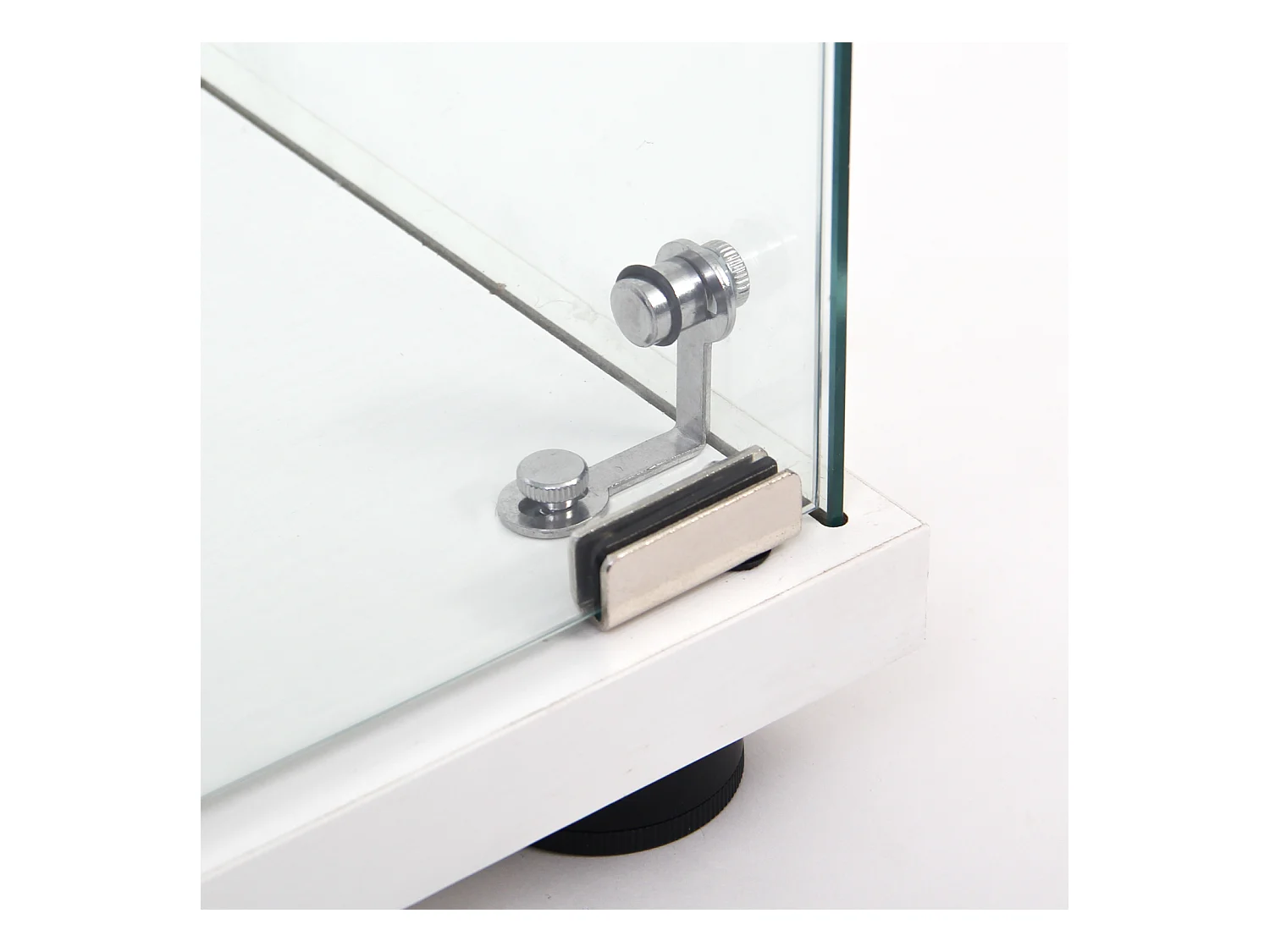 Vitrine en verre avec LED, Vitrine en verre avec serrure, Armoire pour collection, 2 portes, 4 étages, 80 x 36 x 164 cm, Blanc