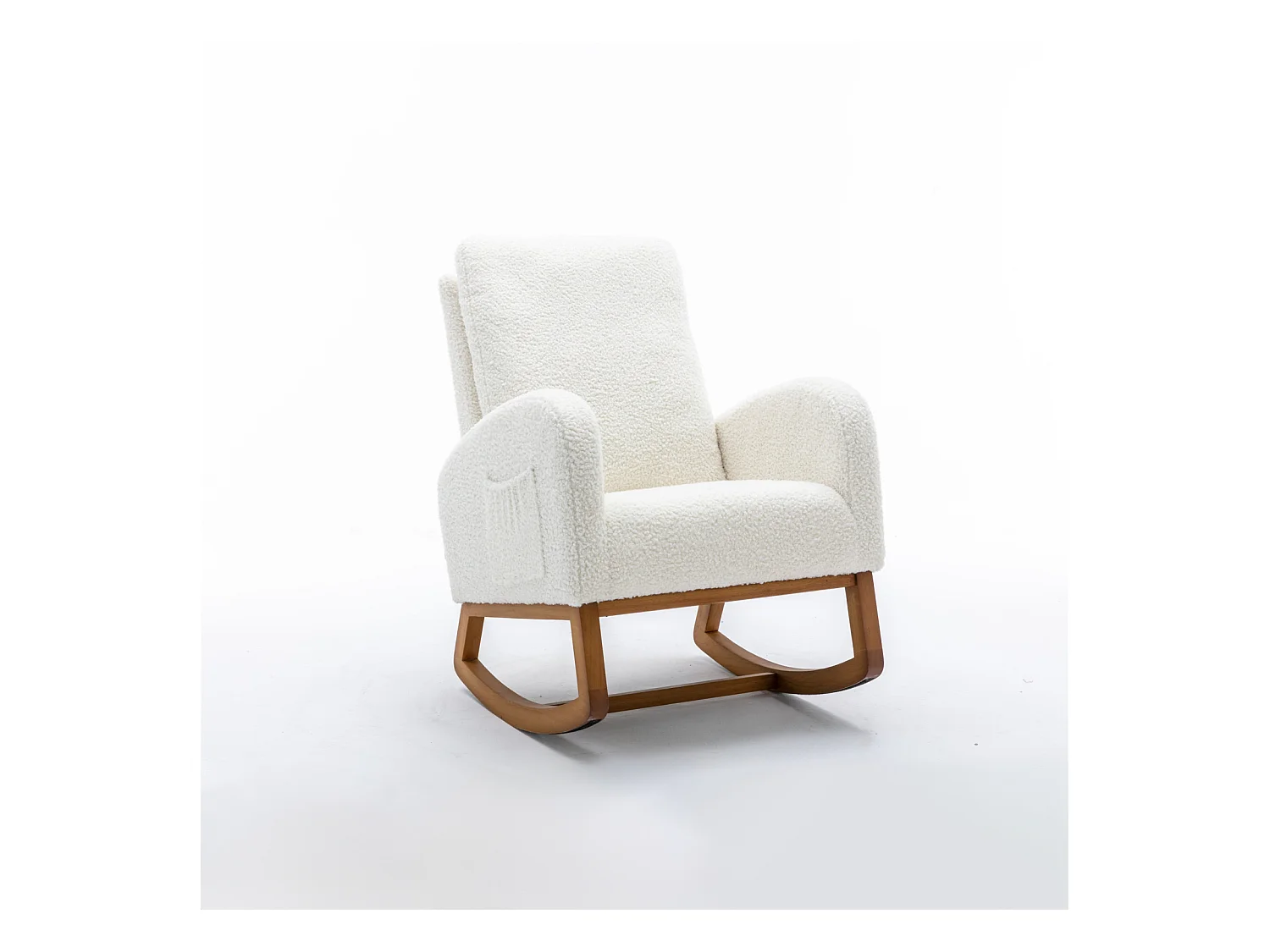Fauteuil à bascule, Rembourrée, Pour bébé et enfant, Confortable, Avec poche latérale, Fauteuil de salon avec dossier haut, Blanc