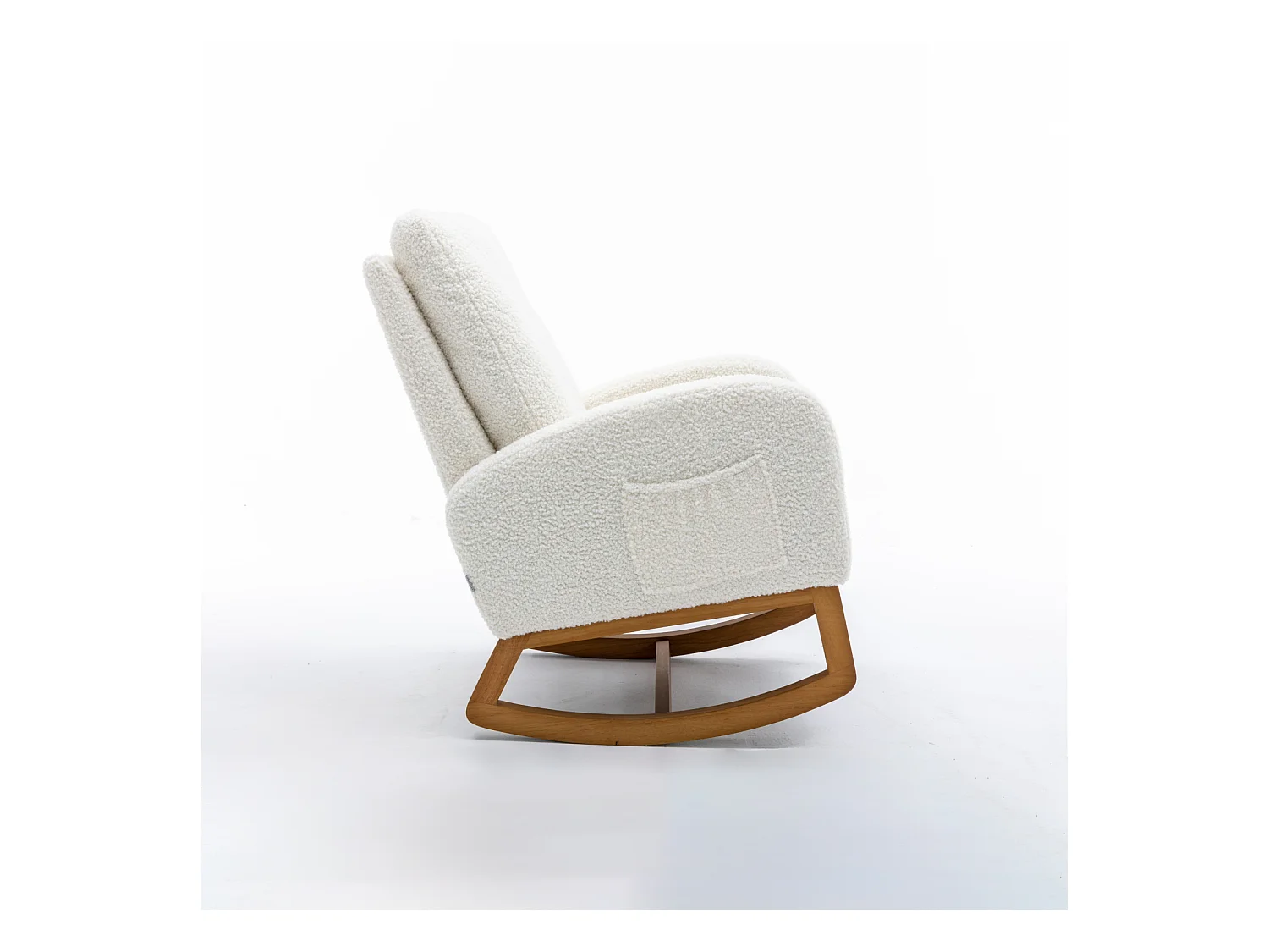 Fauteuil à bascule, Rembourrée, Pour bébé et enfant, Confortable, Avec poche latérale, Fauteuil de salon avec dossier haut, Blanc