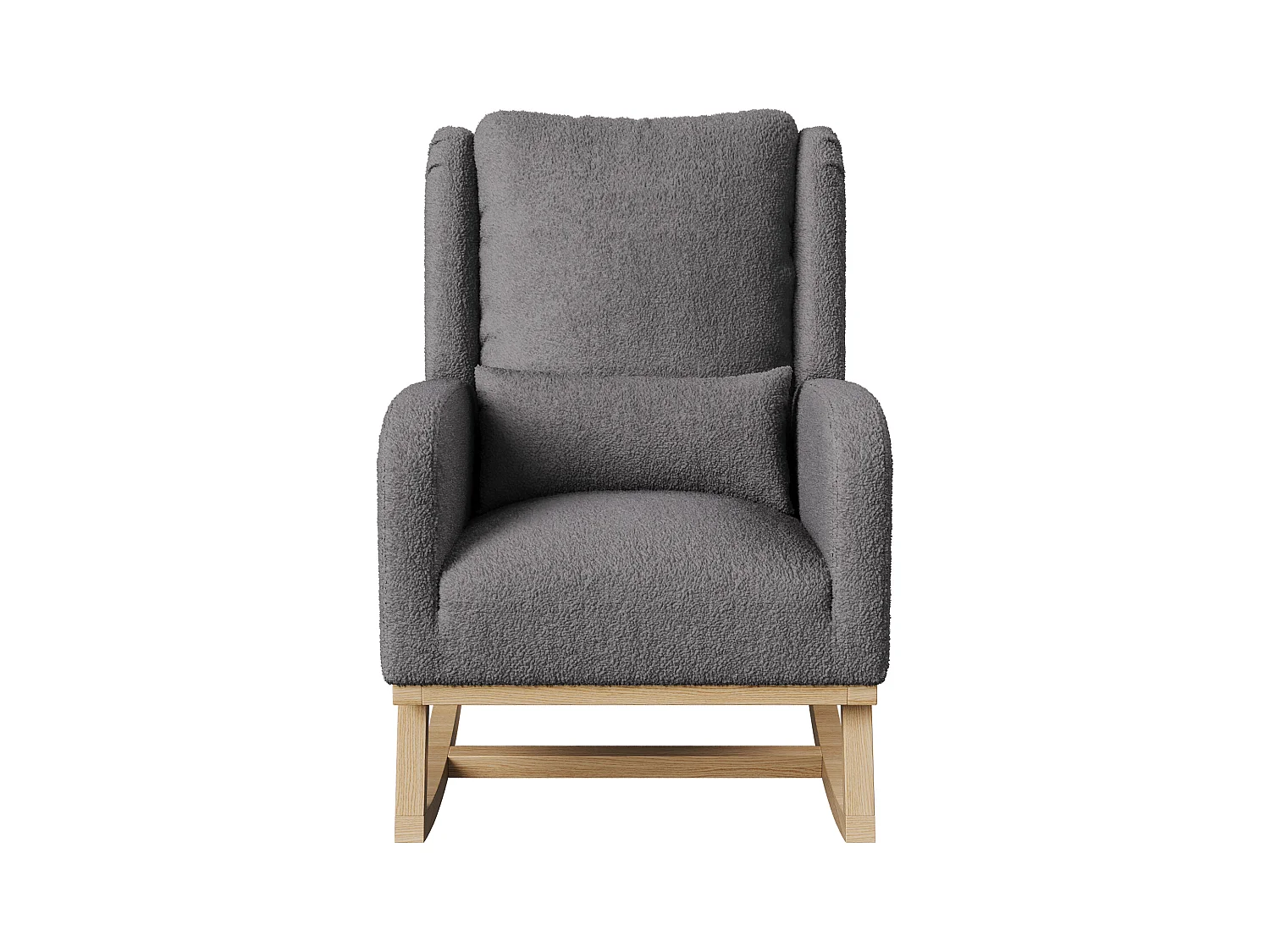Fauteuil à Bascule, Rocking Chair, Chaise à bascule moderne en tissu teddy avec siège rembourré de mousse et cadre en bois