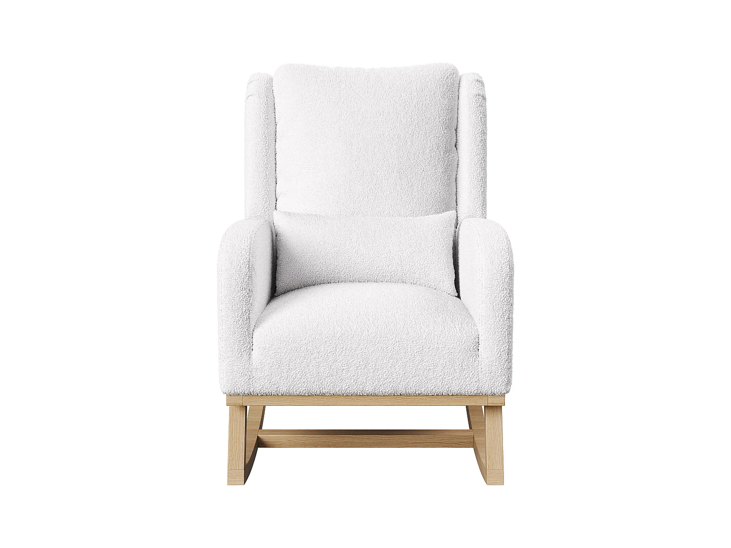 Fauteuil à Bascule, Rocking Chair, Chaise à bascule moderne en tissu teddy avec siège rembourré de mousse et cadre en bois