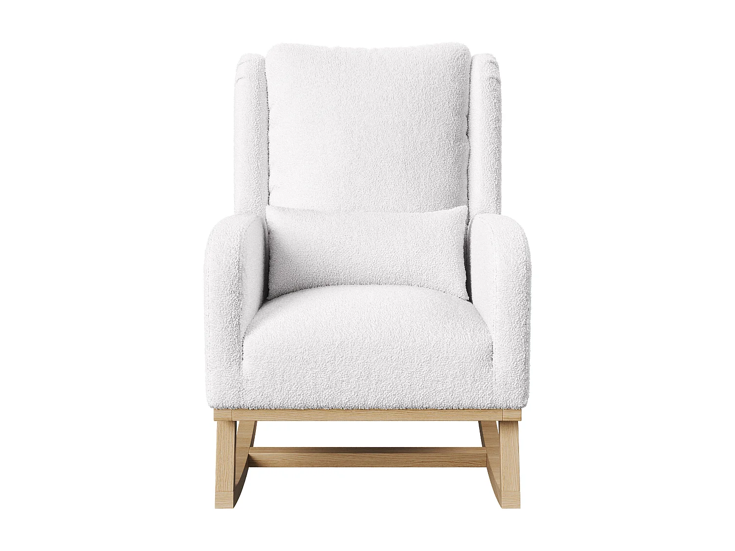 Fauteuil à Bascule, Rocking Chair, Chaise à bascule moderne en tissu teddy avec siège rembourré de mousse et cadre en bois