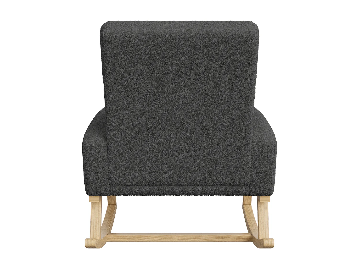 Fauteuil à Bascule / Rocking chair, Chaise avec Accoudoirs et Dossier, Pieds en Bois,Laine d’agneau,Rocking Chair，Gris foncé