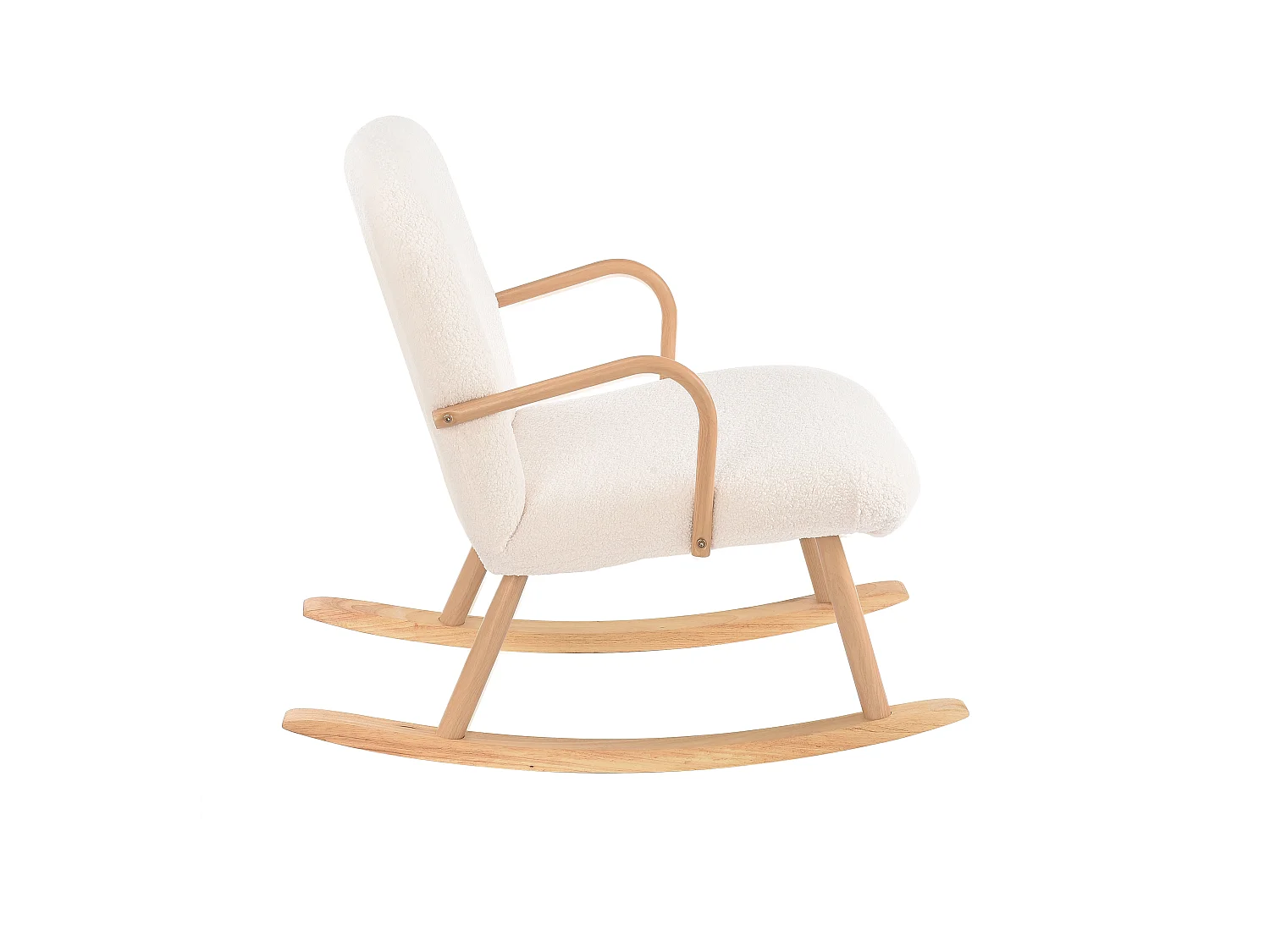Fauteuil à Bascule, Fauteuil relax Cachemire d’agneau, Rocking Chair avec Accoudoirs et Dossier pour Salon Chambre, Blanc Cassé