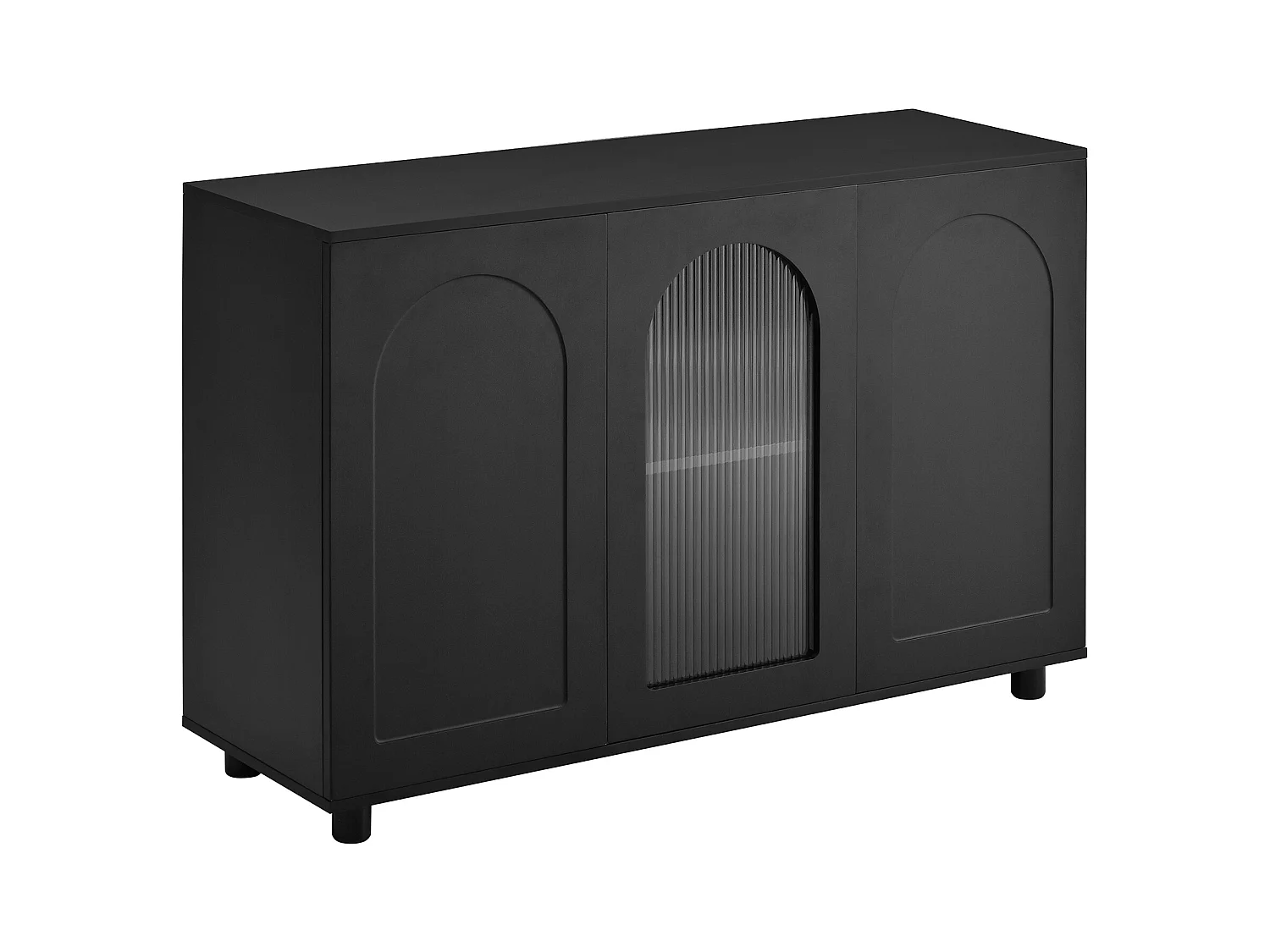 Buffet moderne 120x40x78.5cm - avec 3 portes - avec étagères réglables - motif en U - Noir