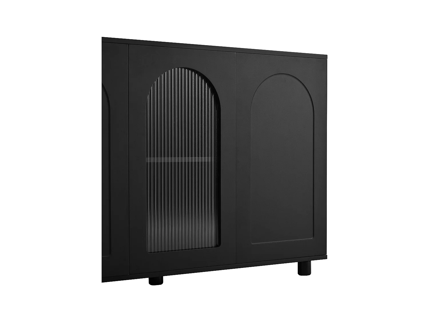 Buffet moderne 120x40x78.5cm - avec 3 portes - avec étagères réglables - motif en U - Noir