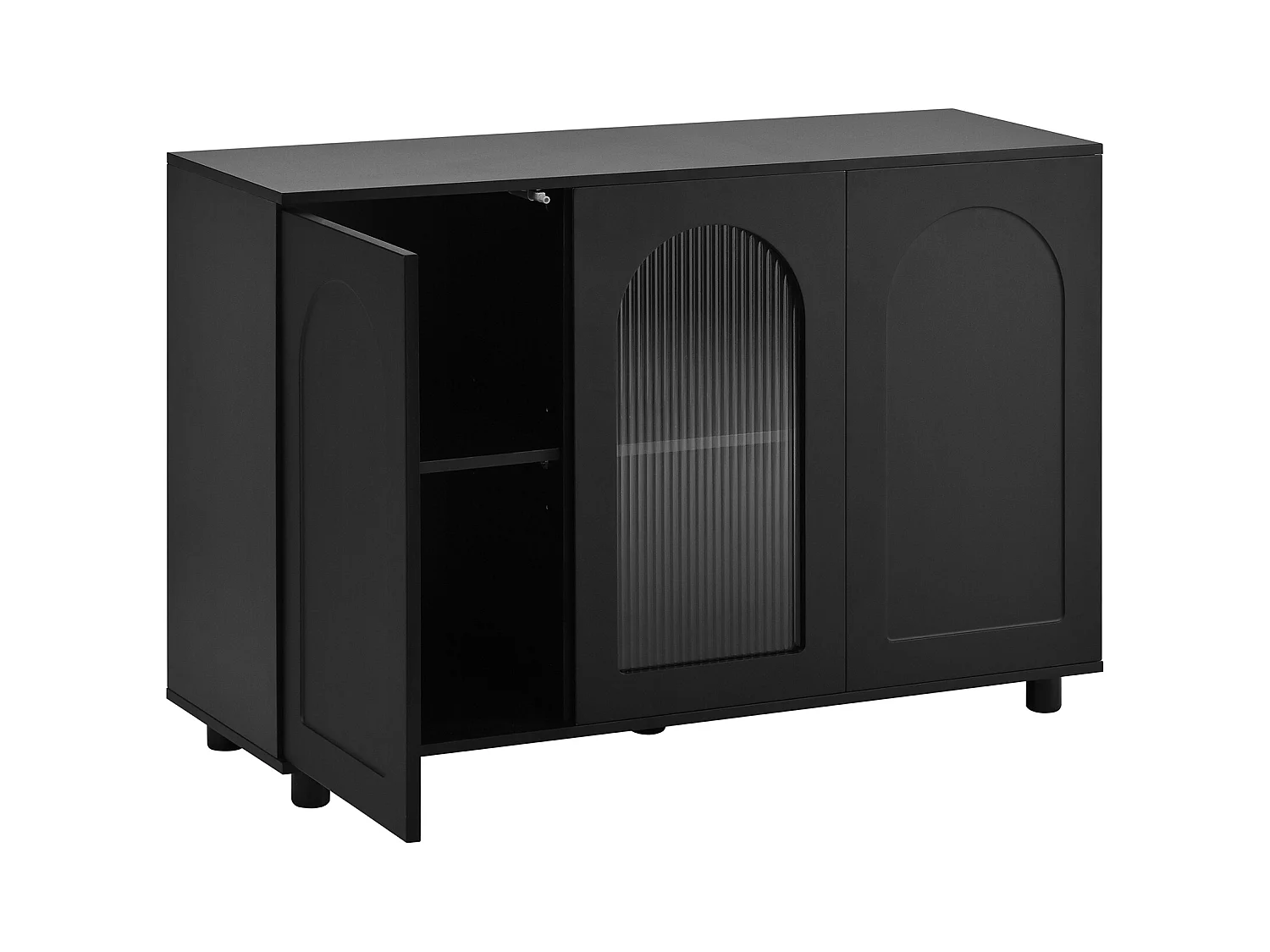 Buffet moderne 120x40x78.5cm - avec 3 portes - avec étagères réglables - motif en U - Noir