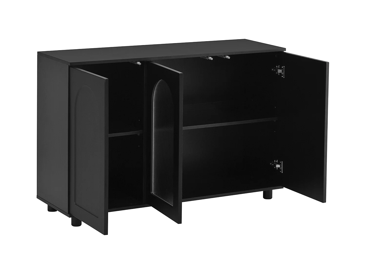Buffet moderne 120x40x78.5cm - avec 3 portes - avec étagères réglables - motif en U - Noir