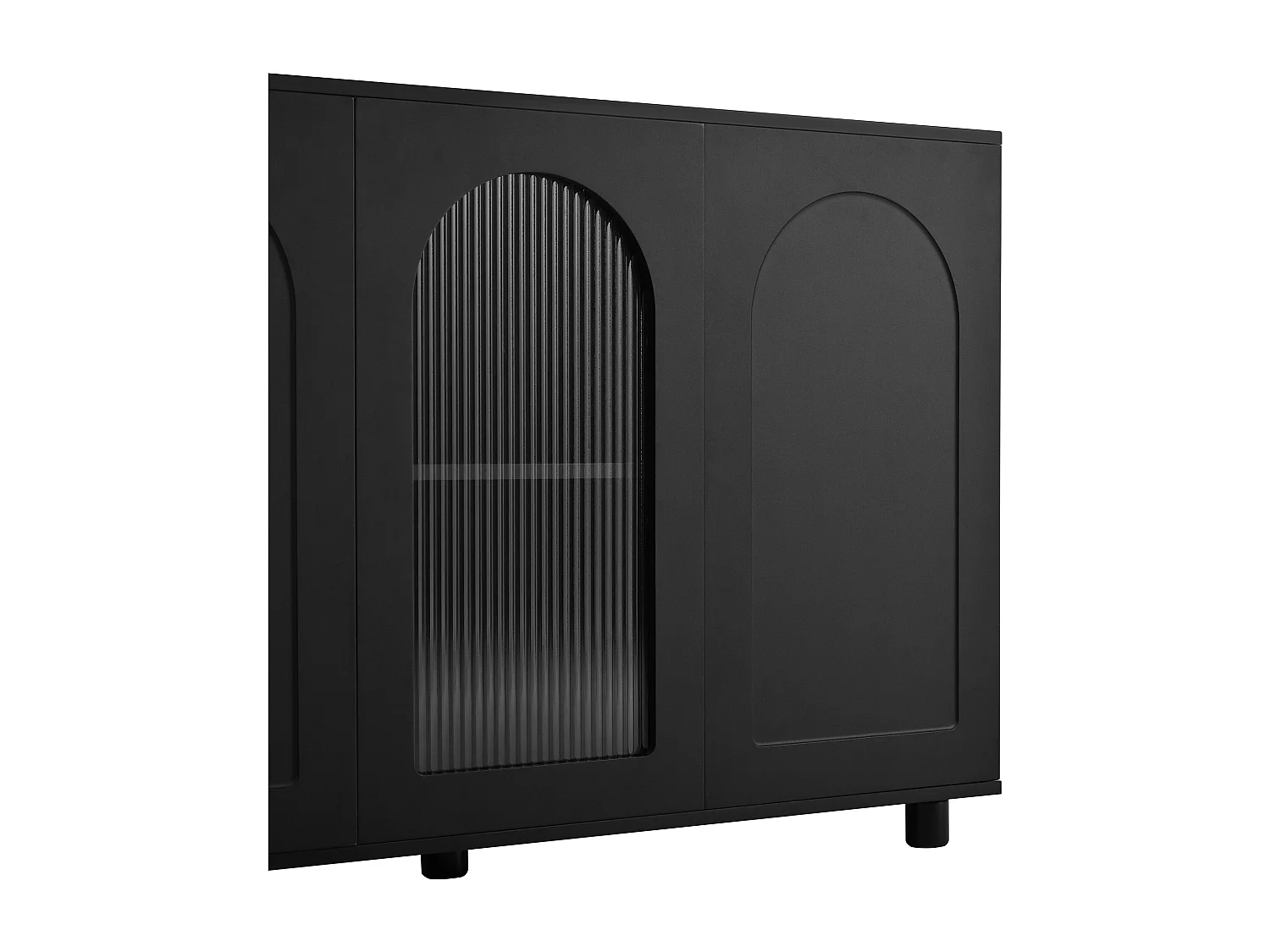 Buffet moderne 120x40x78.5cm - avec 3 portes - avec étagères réglables - motif en U - Noir