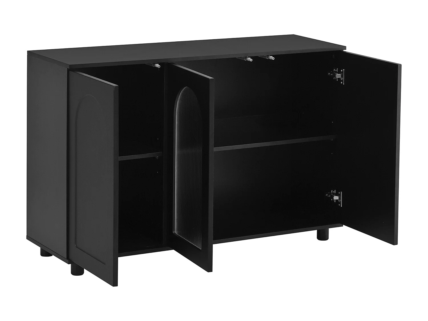 Buffet moderne 120x40x78.5cm - avec 3 portes - avec étagères réglables - motif en U - Noir