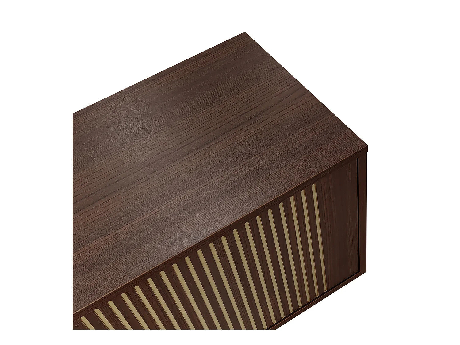 Meuble TV 159x35x53cm - avec LED - avec 2 portes - texture rayée - style campagnard - marron