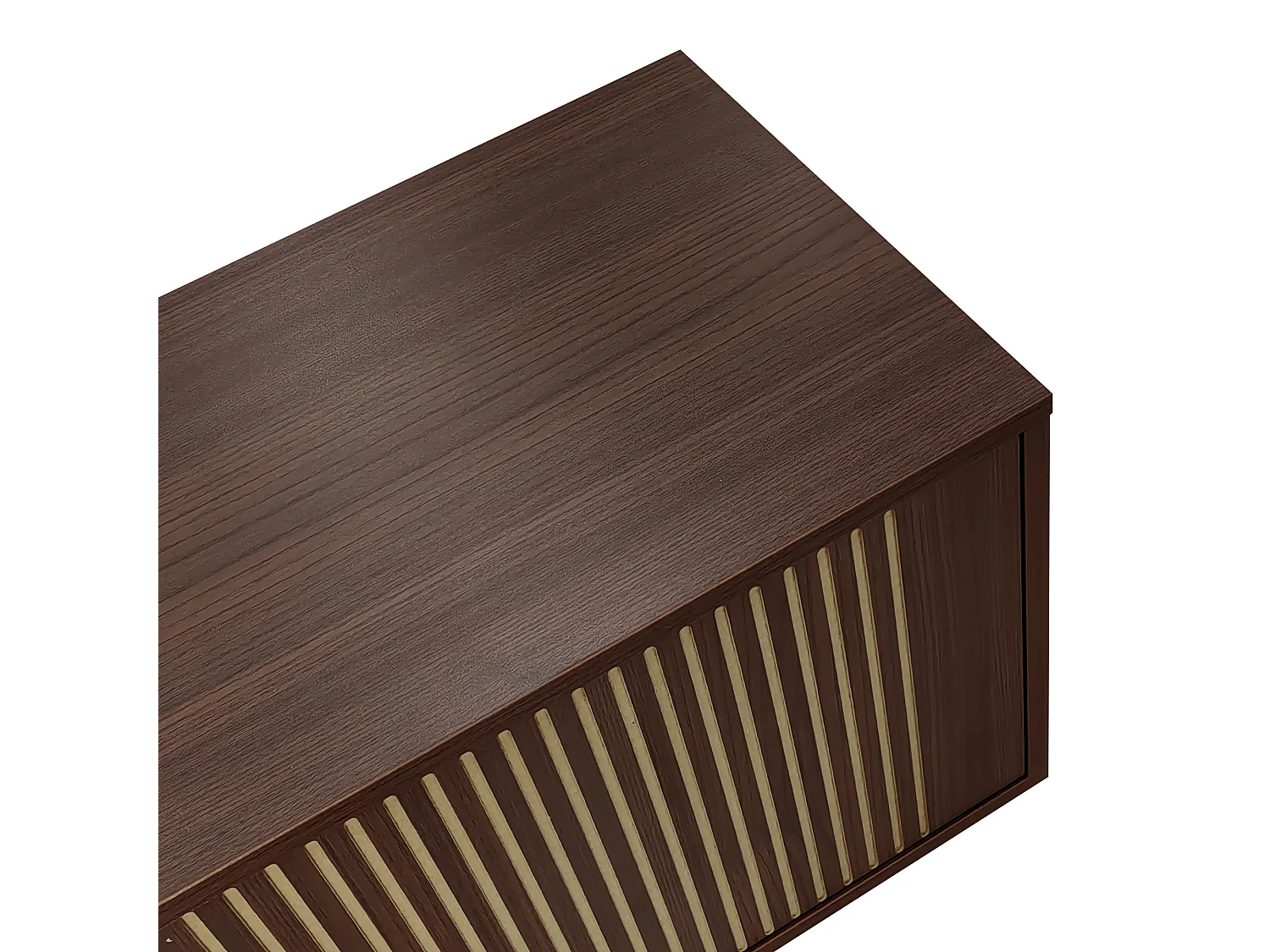 Meuble TV 159x35x53cm - avec LED - avec 2 portes - texture rayée - style campagnard - marron