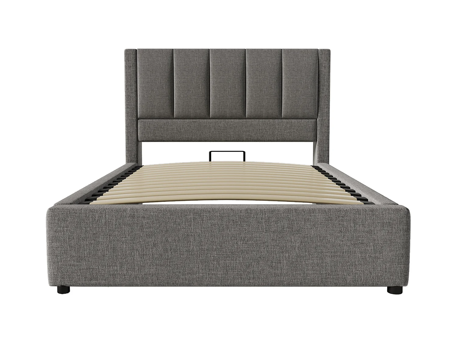 Gestoft opbergbed 90x200cm - met verborgen bekerhouder - met USB- en Type-C-poorten - met lattenbodem - Linnen - Grijs (zonder matras)