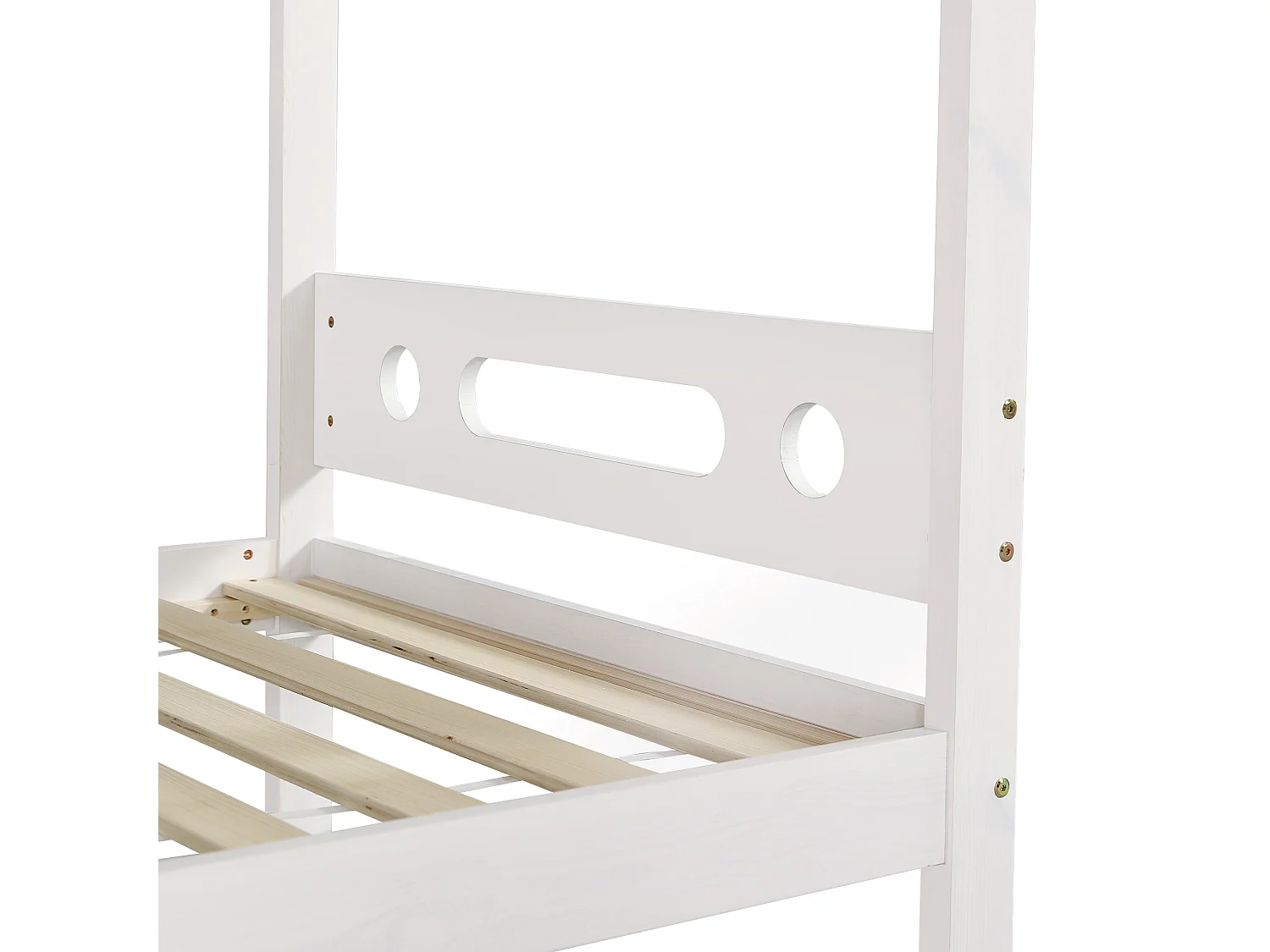 Lit superposé 90x200 cm - avec des étagères ouvertes - Bois massif + MDF - Blanc (sans matelas)