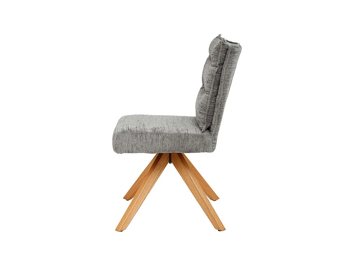 Lot 2 chaises pivotantes 360° tissu doux gris pieds bois – DARCY