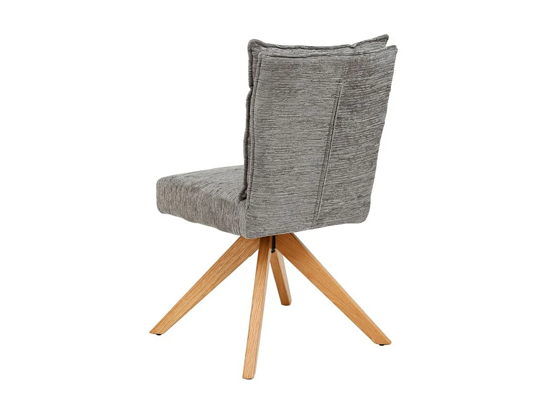 Lot 2 chaises pivotantes 360° tissu doux gris pieds bois – DARCY