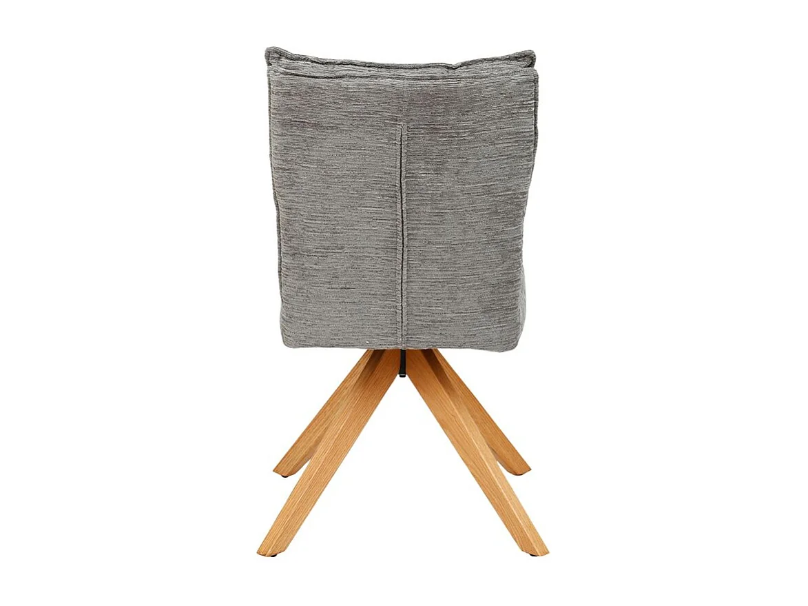 Lot 2 chaises pivotantes 360° tissu doux gris pieds bois – DARCY