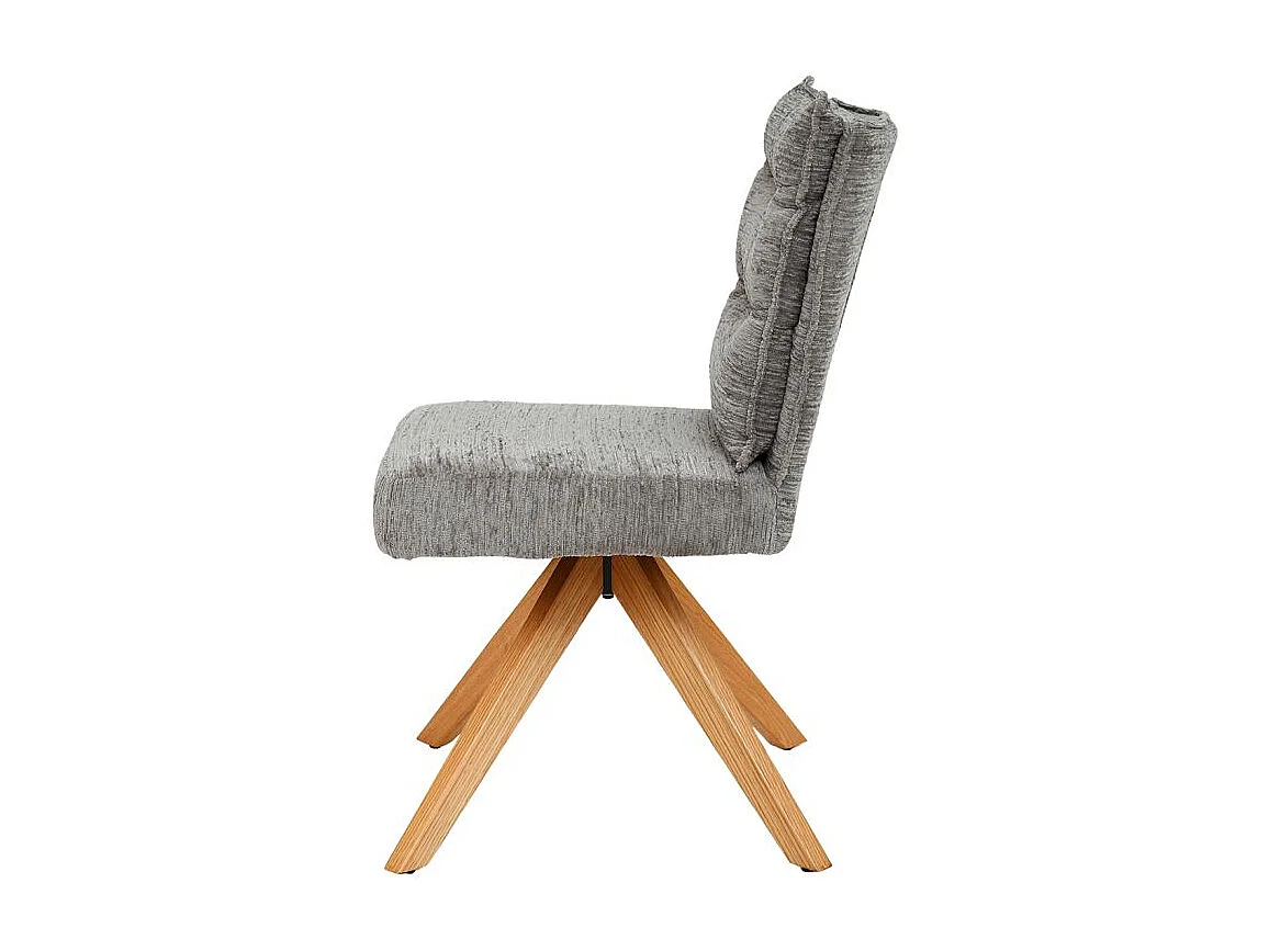 Lot 2 chaises pivotantes 360° tissu doux gris pieds bois – DARCY