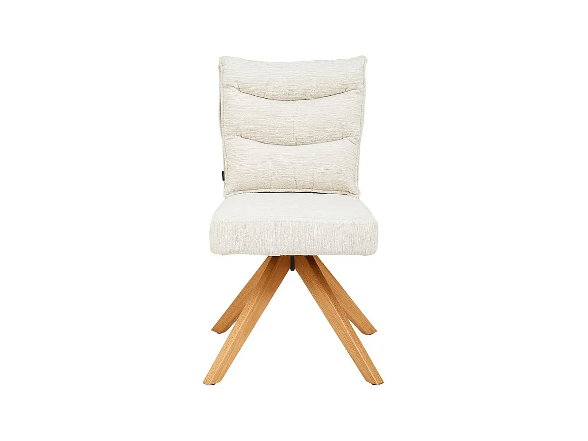 Lot 2 chaises pivotantes 360° tissu doux écru pieds bois – DARCY